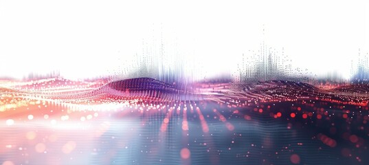 Digital cyberspace wavy network technology background. Generative AI technology.	
