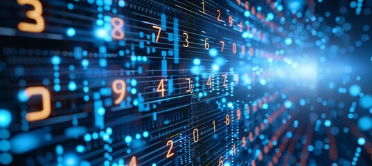 Leinwandbilder - Binary number digital data space technology background. Generative AI technology.	
