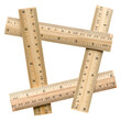 Group of four wooden rulers