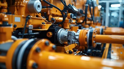 Poster - Hydraulic system of construction machinery. Generative AI.