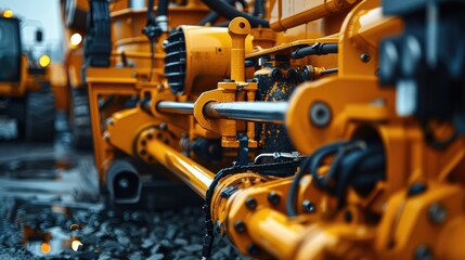 Poster - Hydraulic system of construction machinery. Generative AI.