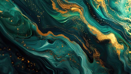 Wall Mural - The abstract picture of the two colours of gold and green colours that has been created form of the waving shiny smooth satin fabric that curved and bend around this beauty abstract picture. AIGX01.