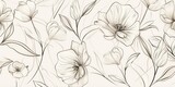 Fototapeta  - a close-up of a floral line art pattern meticulously hand-drawn on a blank canvas, revealing the artist's skill and creativity in every delicate stroke.