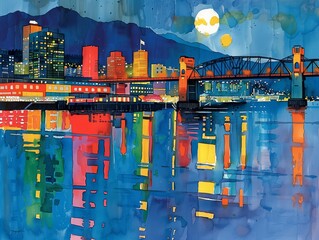 Wall Mural - Vancouver - travel illustration watercolor painting