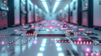 Poster - Electronic chip production. Generative AI.