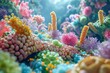 Diverse bacteria within the digestive system, microscopic landscape