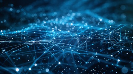 Fototapete - Wallpaper of connected blue light network as futuristic concept
