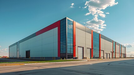 Poster - The outside of a manufacturing building. Generative AI.