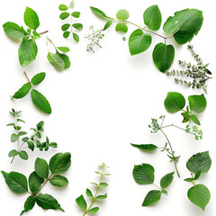 Wall Mural - fresh and natural design with green foliage on isolated background