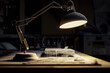 Detailed model illuminated by the focused beam of an Italian desk lamp, enhancing its features.