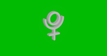 Poster - Animation of rotation of a white astrological pluto symbol with shadow. Simple and complex rotation. Seamless looped 4k animation on green chroma key background