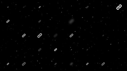 Poster - Template animation of evenly spaced chain symbols of different sizes and opacity. Animation of transparency and size. Seamless looped 4k animation on black background with stars