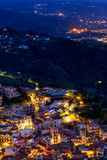 Fototapeta Na sufit - Beautiful view of night town of Italy with colorful golden lights, night landscape on city of Europe