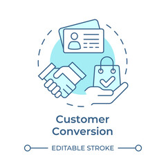 Customer conversion soft blue concept icon. CRM features, business intelligence. Round shape line illustration. Abstract idea. Graphic design. Easy to use in infographic, presentation