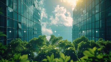 Leinwandbilder - The potential of blockchain in the sustainability and environmental sectors. Generative AI.