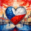 heart painted with Czech Republic flag ,generated by AI