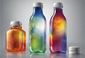  bottles with liquid isolated in background