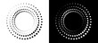 © Mykola Mazuryk - Modern abstract background. Halftone dots in circle form. Round logo. Vector dotted frame. Design element or icon. Black dots on a white background and white dots on the black side.