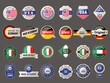 Made in. Manufacture symbols of country quality made in germany italy usa or europe recent vector badges collection
