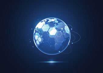 Poster - Global network connection. World map point and line composition concept of global business. Vector Illustration