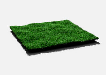 rectangular shape green grass field isolated on white background 3d illustration