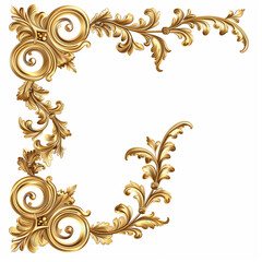 Elegant gold floral corner design with intricate patterns.