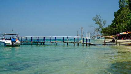 Poster - wooden jetty on starfish beach