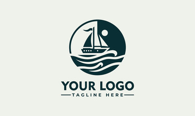 yacht vector logo abstract graphic design template Rent and sale of yachts, fishing.Sea cruise icon, ship business sign, symbol ocean premium voyage travel Vector Sailboat marine logo silhouette desig