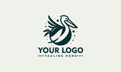 Sticker - pelican logo Vector Vintage Artistic stylized pelican icon. Pelican circle logo design. Silhouette of birds.