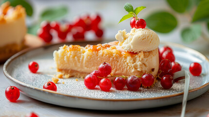 Canvas Print - cheesecake with redcurrants