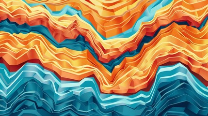 Wall Mural - Colorful layered paper waves in a vibrant abstract landscape