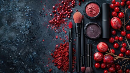 Poster - Decorative cosmetics on black background