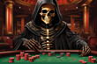 skeletal and imposing of death in a  gambling game illustration