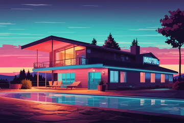 motel old design illustration