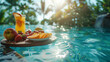 © Kateryna Kordubailo - breakfast in the pool, in luxury tropic hotel, travel concept, vacation summer time