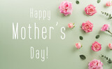 Fototapeta Mapy - Happy Mother's day and Women's Day decoration concept made from flower on pastel background.