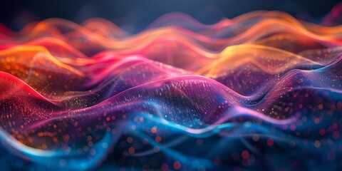 Sticker - full frame shot of abstract background with colorful wavy lines