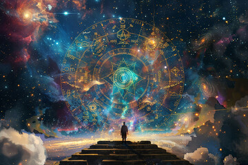 Wall Mural - astrology, numerology, occult sciences, space and constellations, esoteric banner, tarot cards, fort