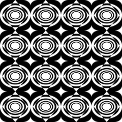 Wall Mural - Seamless Circle Pattern. Vector Black and White Background. Regular Texture