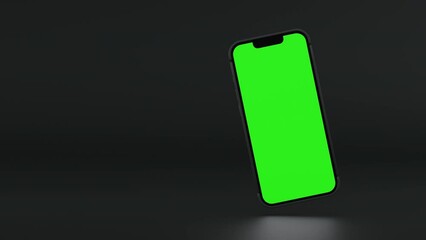 Wall Mural - mobile phone spin and show empty green screen, application or website present, 3d rendering 4k