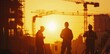 © Андрей Трубицын - construction site builders workers at sunset