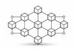 Simplistic Line Art of Blockchain Structure on White Background