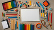 © HeyKun - school equipment and supplies with blank canvas