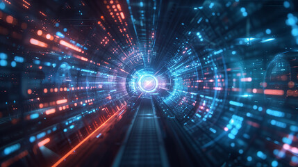 Poster -  a world where quantum teleportation enables instant communication and transportation across vast distances, revolutionizing connectivity and travel.