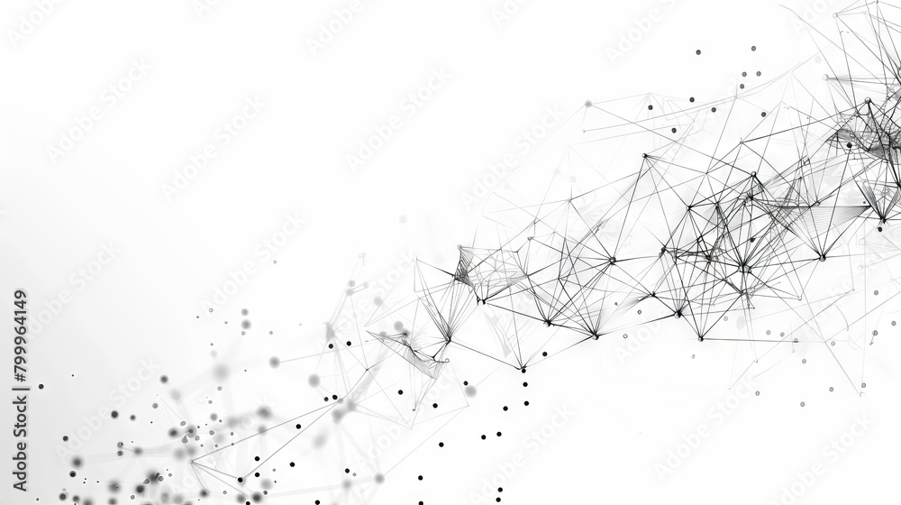 Geometric polygonal shape with connecting dots and lines on white ...