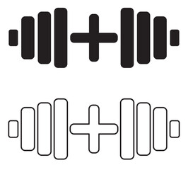 Wall Mural - Dumbbell icon. Black silhouette. Front view. Vector simple flat graphic illustration. The isolated object on a white background.  eps 10