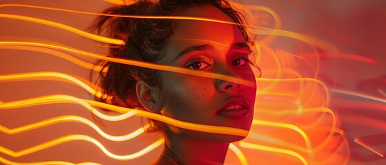 Canvas Print - Artistic portrait with neon lights