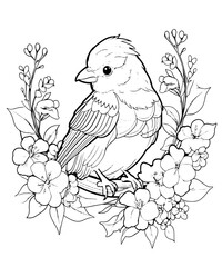 bird on branch coloring page