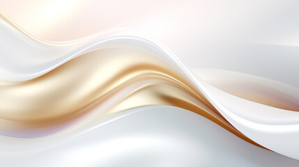 Fototapete - Abstract white wavy background with streaks of gold color. Textured backdrop. Elegant white modern architecture art.
