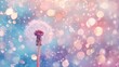 A delicate dandelion on pink background